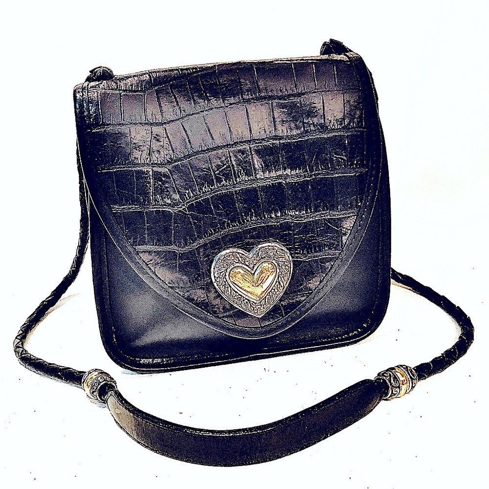 Brighton Mock Croc Crossbody Flap Bag Heart